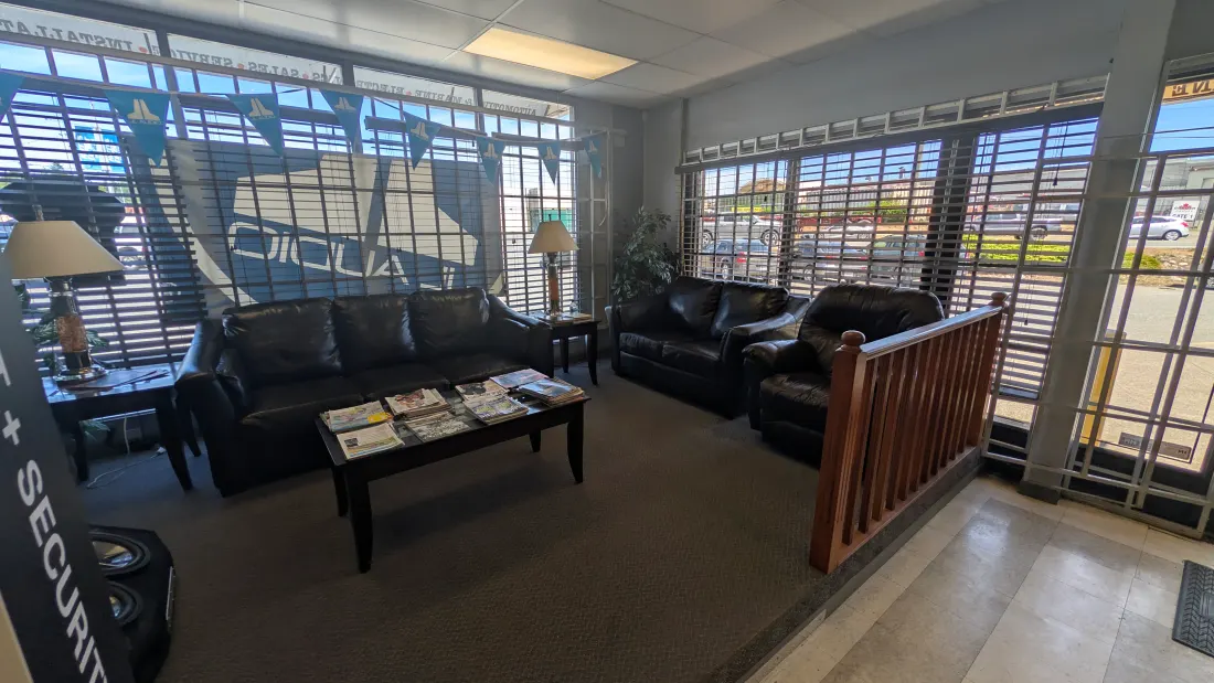 Customer waiting lounge at Traffic Jams Car Tunes & Toys